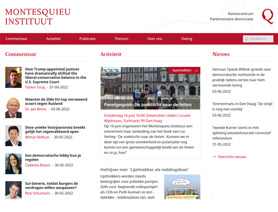 Homepage van Montesquieu Instituut